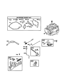 Short Block Diagram and Parts List for 12H807-1905-E1  Briggs and Stratton Engine